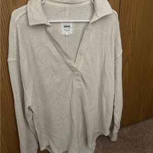 Aerie Off-White Waffle Knit Top